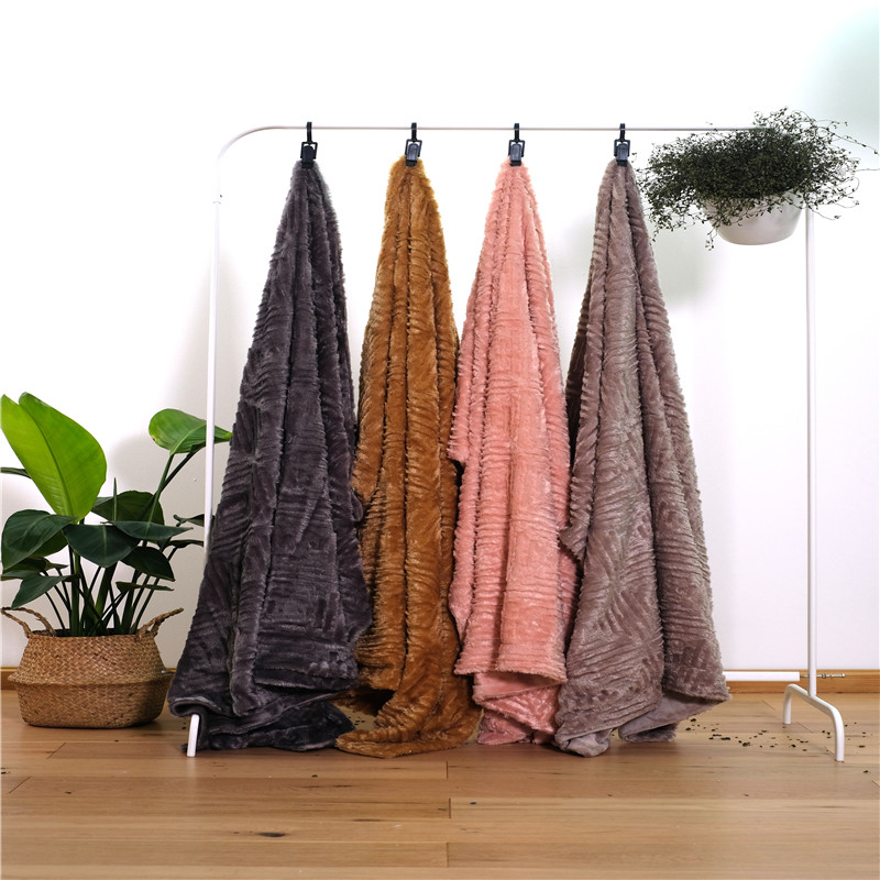 Jacquard Double Short Plush Fleece Winter Flannel Blankets