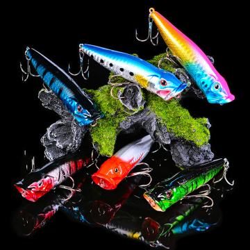 Toptan Topwater Popper Lures 6pcs 9.3cm 12.5g Yapay Balıkçılık Yem Bas ve Sazan için Krankbait Wobblers