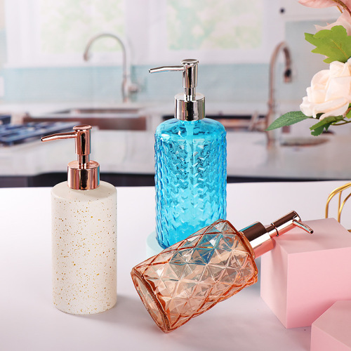 Transparent glass bottle hand soap dispenser