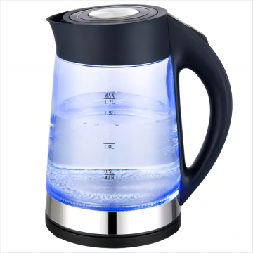 Electric Hot Water Kettle 1.7L - 360° Base, Transparent Glass for Tea