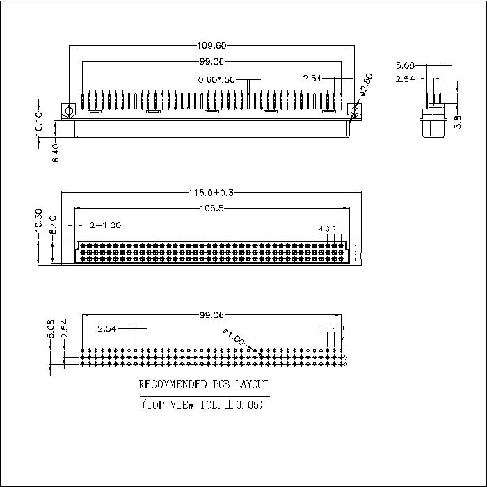 DFS-120-AJX-501 DIN 41612 Vertical Female Type R Connectors 120 Positions