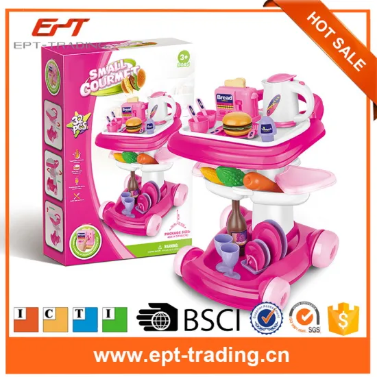 Kids Plastic kitchen toys and washing machine tableware cart