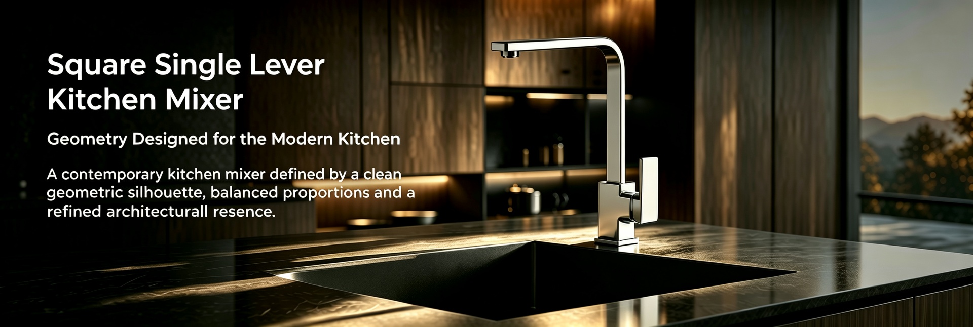 Square Single Lever Kitchen Mixer