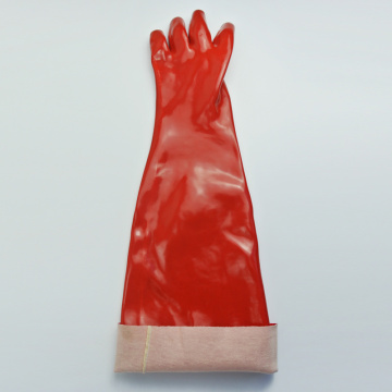 Red long pvc safety oil proof gloves 24 inches