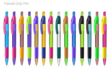 2016 New Plastic Ball Pen-Hawaii Grip Pen Translucent Color