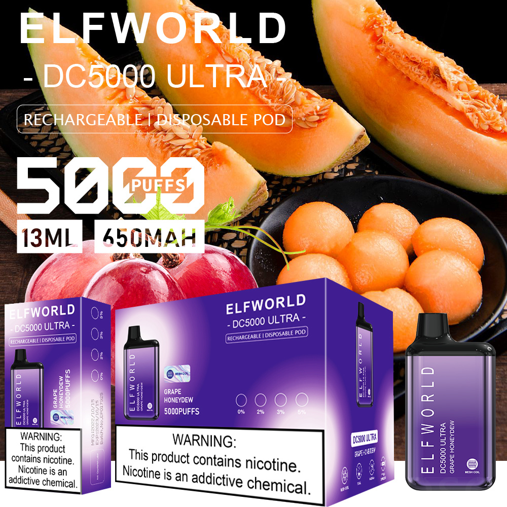 Hot Selling Elf World DC5000 Ultra descartável Vapes