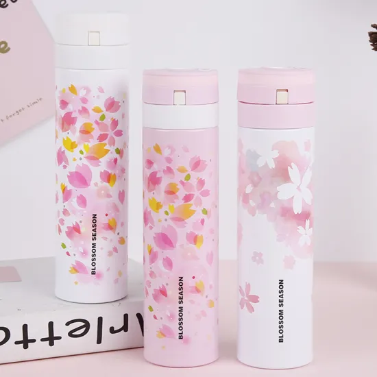450ml Creative Flower Stainless Steel Vacuum Flask Cool Thermal Insulation Thermoses Women Girl Office Outdoor Water Bottles