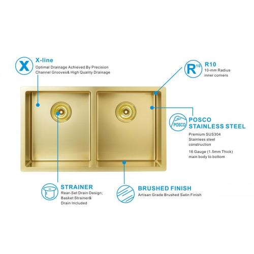 Nano 304 Stainless Steel Golden Handmade Kitchen Sink