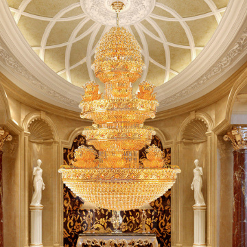 Empire Crystal Chandelier: Luxury Gold K9 Crystal Large Pendant Light for Modern Hotel Lobby or Villa Lustre