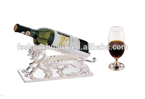 Luxury Silver Plated Double Dragon Wine Stand / Liquor Wine Holder