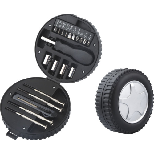 tire shapepromotional hand tool set and tool kit