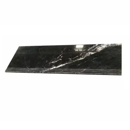 Luxury Modern Straight Stairs Customized Cosmic Black Granite