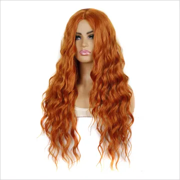 Wholesale price Ginger orange color  Synthetic Hair Wigs With Colorful Body wave  Pre-Plucked Big Factory Stock