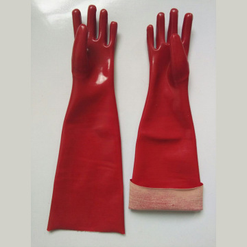 Red gloves dipped in rubber flannelette 60cm