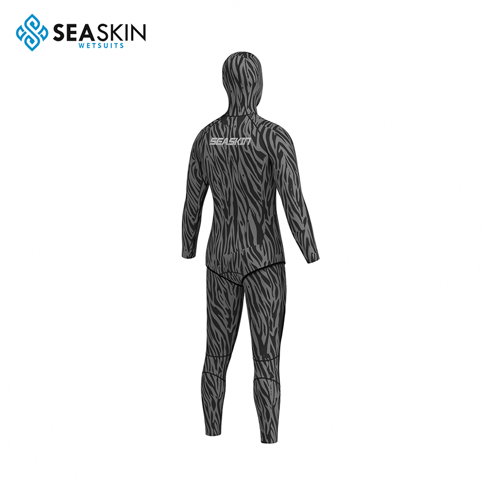 Seaskin 7mm Camo Neorprene Wetsuit with Stretch Panels Full Body Wetsuit with Hood