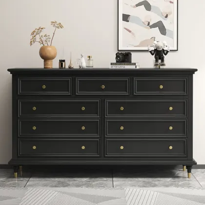 Modern French Solid Wood Bucket Storage Cabinet