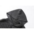 Men's Knitted Cable-Chain Buttoned Shawl Hoodie