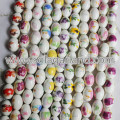 12 * 16MM ovale Blütenblütenmuster Keramik Charms Perlen