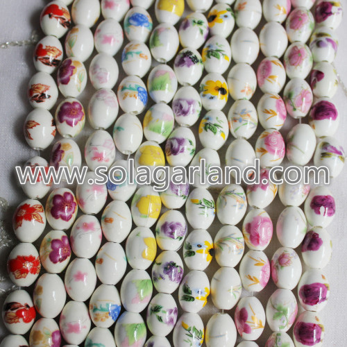 12 * 16 MM owalne kwiatowe wzory kwiatowe ceramiczne koraliki charms