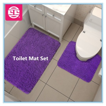 toilet 2 pieces solid PP frizzy bath rug set