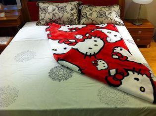 Cartoon Soft Red Hello Kitty Blanket Breathable , ISO Polye