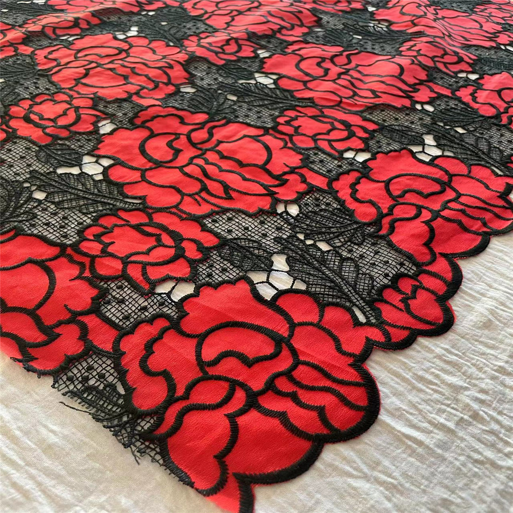 Fancy Laser Embroidery on Chemical Lace Fabric