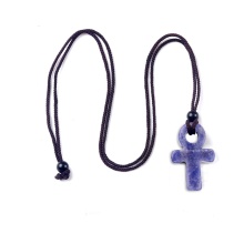 Lapis Lazuli Ankh Pendant (20x30mm) Handmade Craved Stone Neclace Adjustable Rope