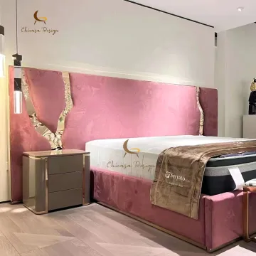 Upholstered Bed with Tall Headboard - Luxury Bedroom Furniture Set
