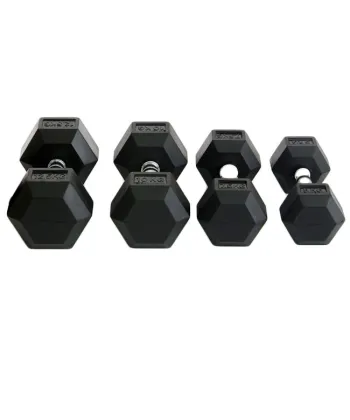 Custom Tiger Sport Hexagon Cast Iron Rubber Coated Dumbbells 20kg Gym Weights Set