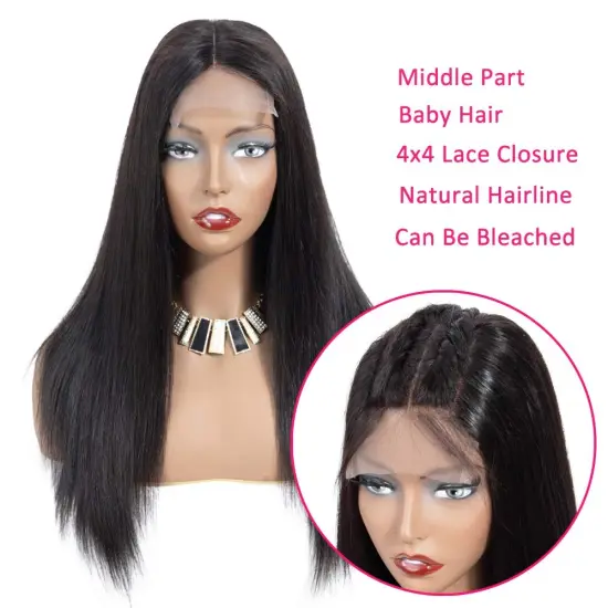 New Arrival Human Hair Straight Wave Lace Closure Wig 100% Unprocessed Raw Brazilian Virgin Cuticle Aligned Human Hair Wig