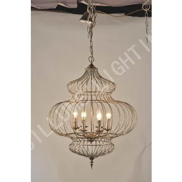 6-lights Iron pendant lamp antique silver