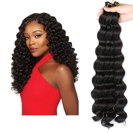 Wavy Deep Water Wave Synthetic Crochet Hair Attachment 20 inch Ombre Synthetic Hair Extensions