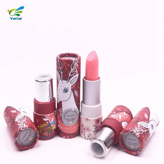 2018 Beautiful custom lipstick box packaging push up lip balm paper tube for cosmetics