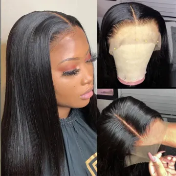 Factory Price Straight wave T part Lace 100% Brazilian Virgin Human Hair Wig Pre Plucked Lace Front Wig For Black Women