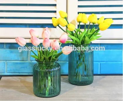 Royal blue mini glass vases wedding centerpiece