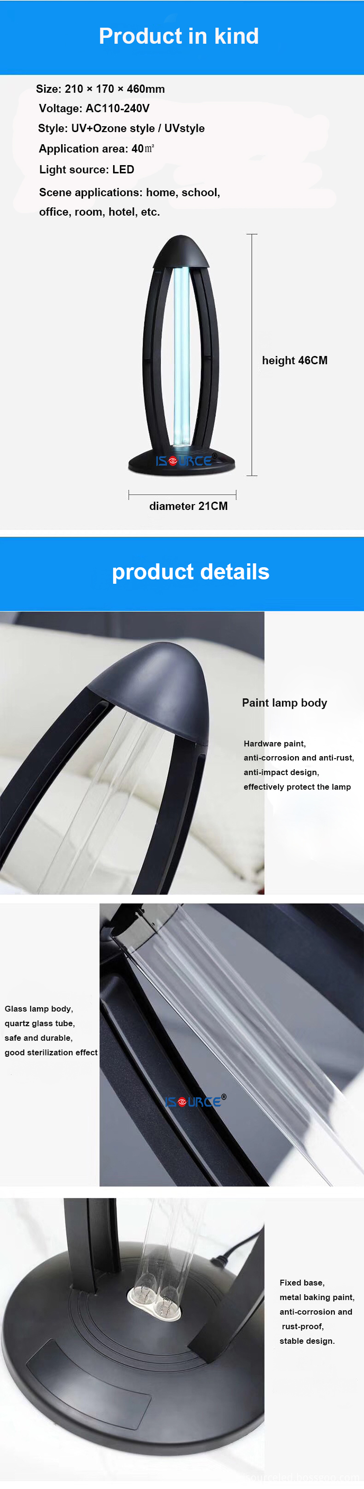 Professional 36w uv germicidal lamp for bedroom
