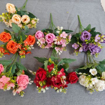 Colorful Faux Rose Bouquets for Wedding Hotel Decoration