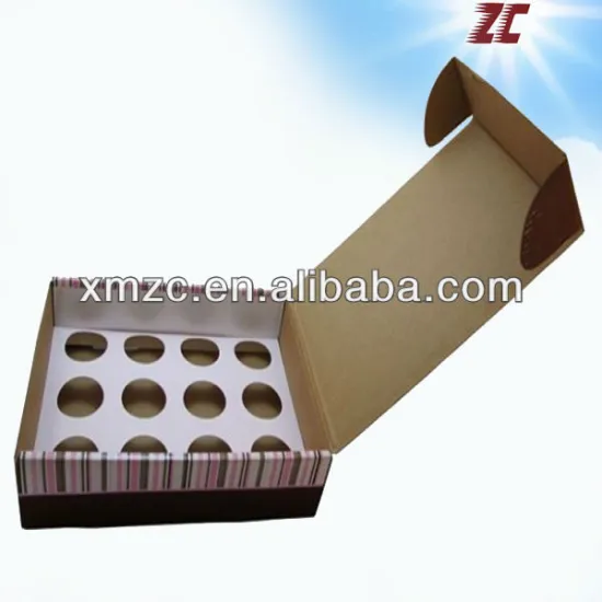 Folding Corrugated Paper Cake Box for 12 Cup Cake Box Food Packaging