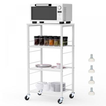 4 Tier White Microondas Cart Table Stand
