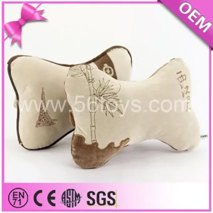 OEM embroidery plush car neck pillow, handmade cute neck pillow, chinese neck pillow