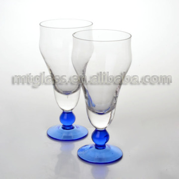 handblown colored stem wine glass