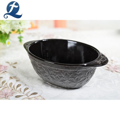 Fashion stoneware ceramic soup bowl with handle