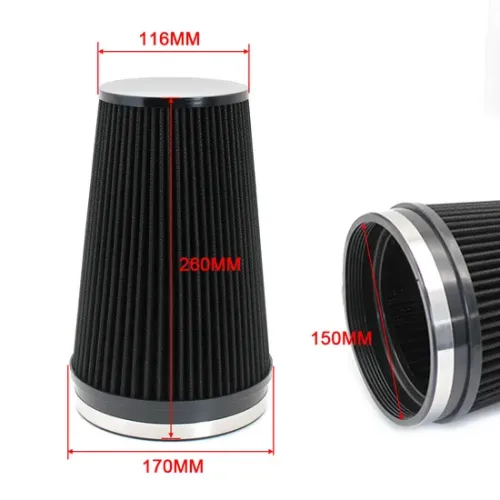 260 mm hoher schwarzer konischer Luftfilter