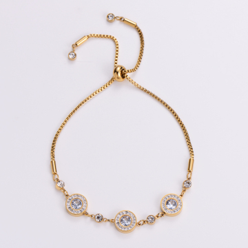Adjustable Slider Box Chain Women's Crystal Bracelet Jewelry Accessory