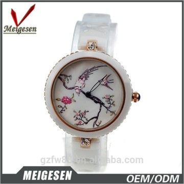 flower design waterproof watches high quality vintage ceramic watch