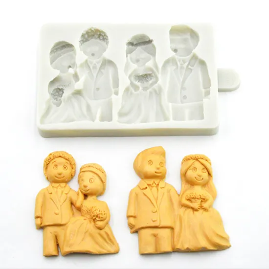 Silicone Mold for Chocolate and Fondant Cakes - Groom and Bride Set