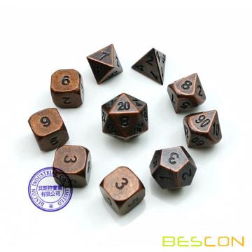 Bescon 10 stücke Set Antikes Kupfer Solide Metall Polyedrischen D &amp; D Würfel Set, alte Kupfer Metall RPG Rollenspiel Spiel Würfel 7 + 3 Extra D6s