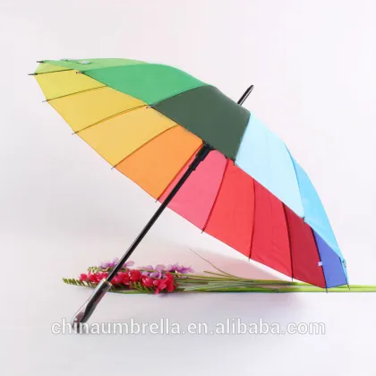 rainbow straight umbrella 16k uv care sun-protection umbrella safe auto opening umbrella