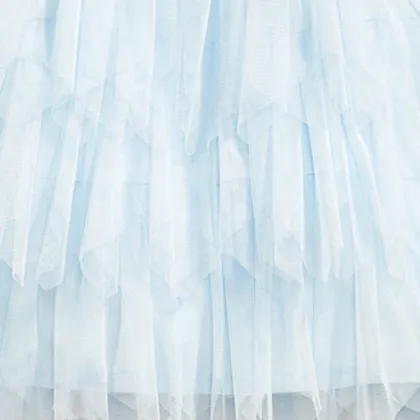 custom made light blue lace flower tiered tulle girls tutu dress