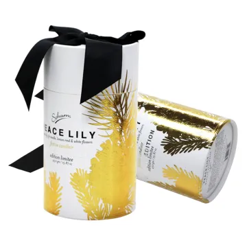 Gold Stamping Matt Round Paper Box With Ribbon